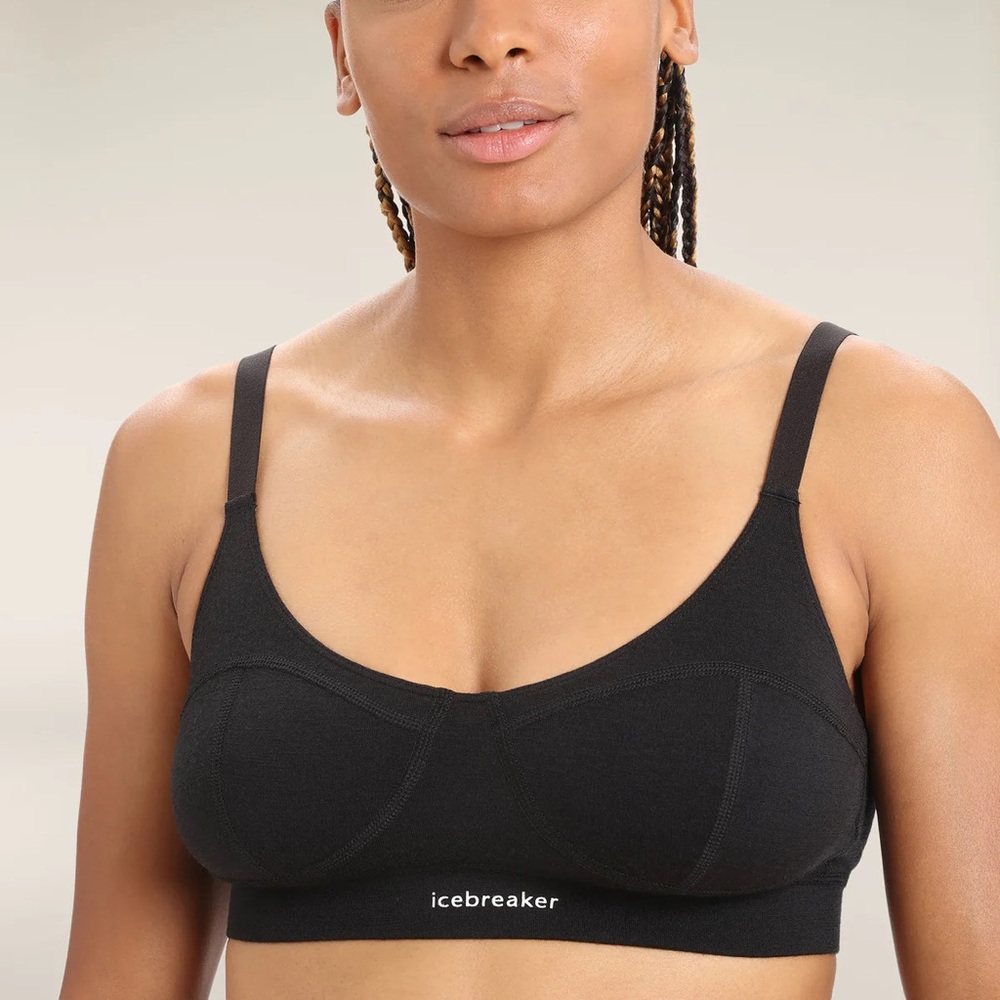 Icebreaker Queens Clasp Bra, 100% Merino, Black, Size Small